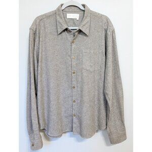 Road To Nowhere Accord Organic Cotton Striped Flannel Shirt Mens XL Greige